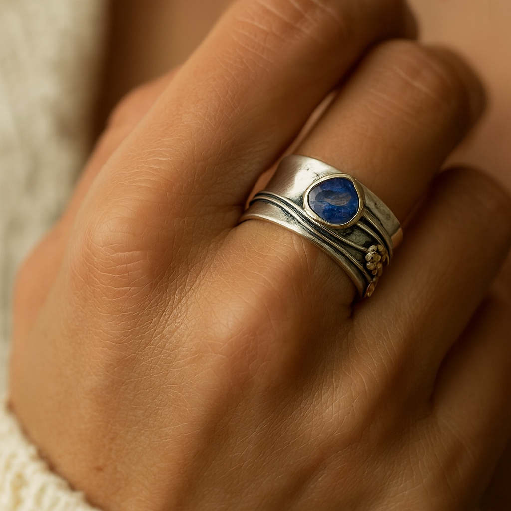 Gertrud - Meditationsring af tjekkisk ædelsten