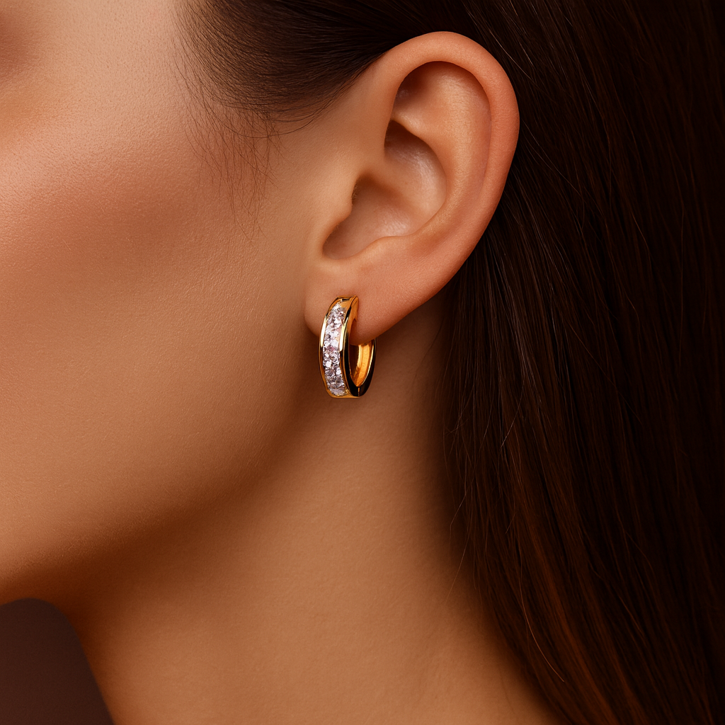 Pavlína - Hængende øreringe i guld og krystal