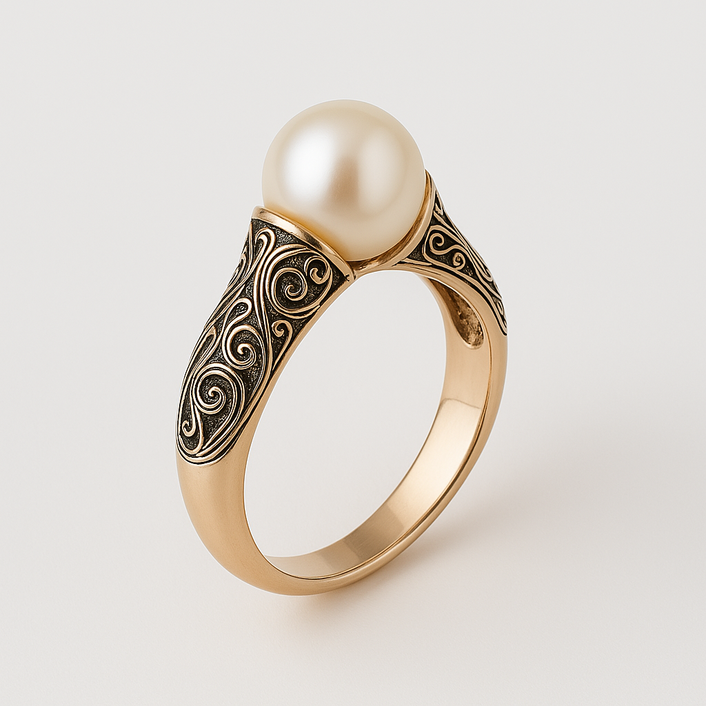 Theresia - Guld vintage ring med perle