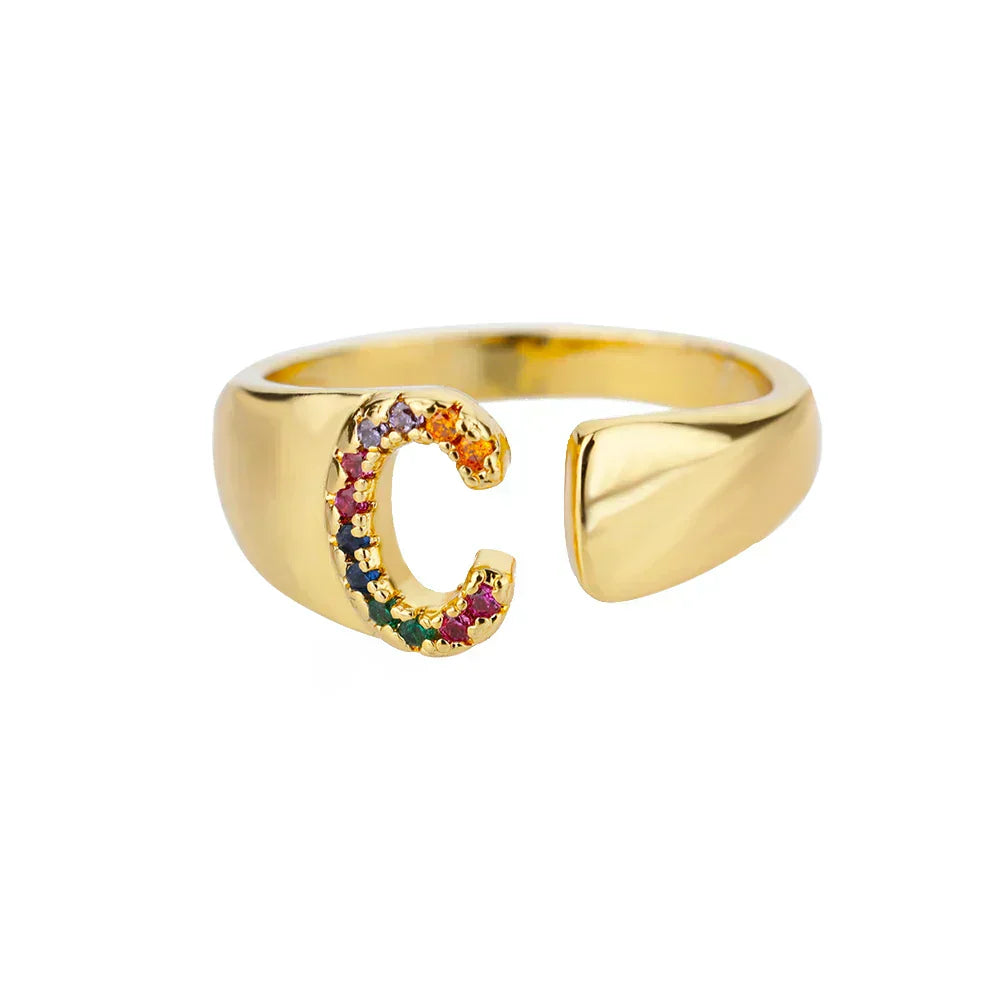 C - Guld rustfrit initial ring