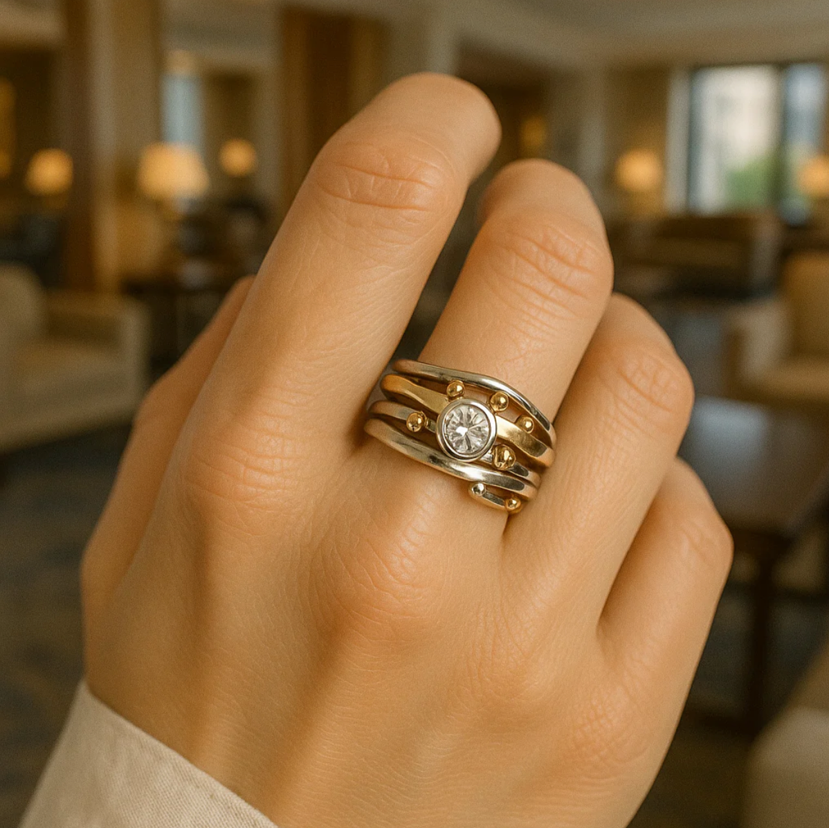 Štěpánka - Vintage guld ring med indbygget zirkon