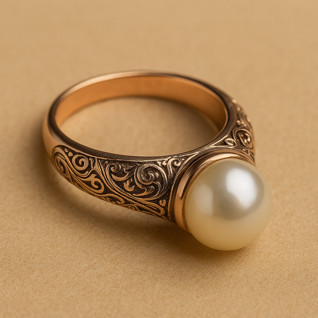 Theresia - Guld vintage ring med perle
